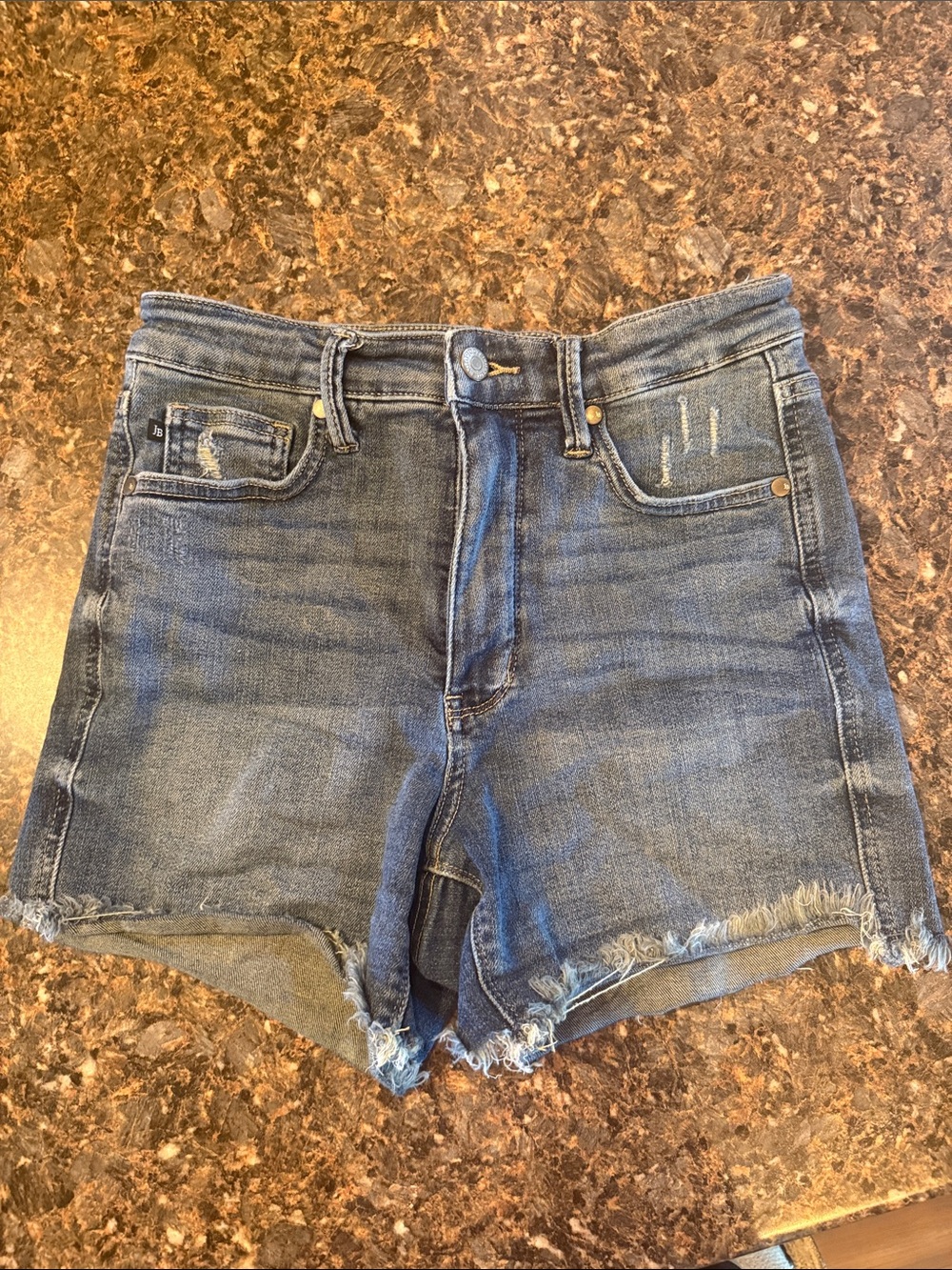 Judy Blue Washed Blue Frayed Hem Denim Shorts